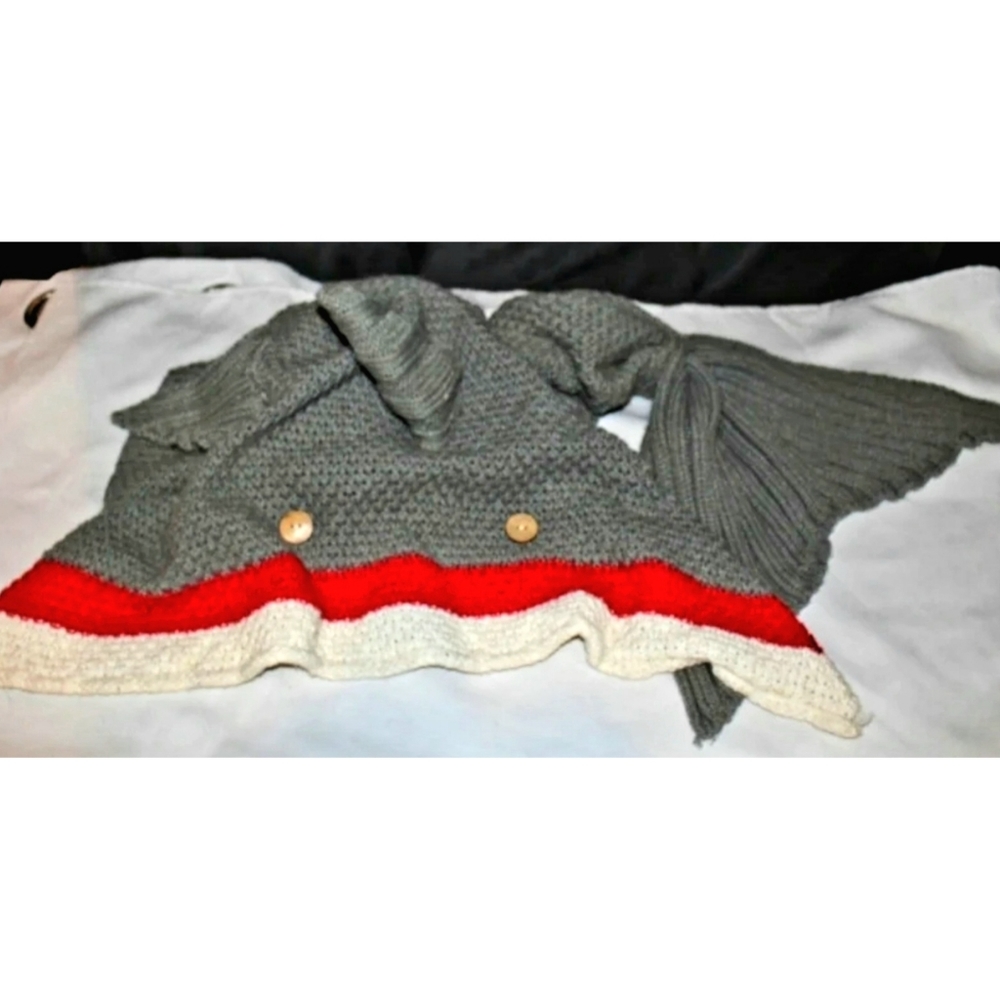 Crochet Shark Attack Fin Knit Blanket